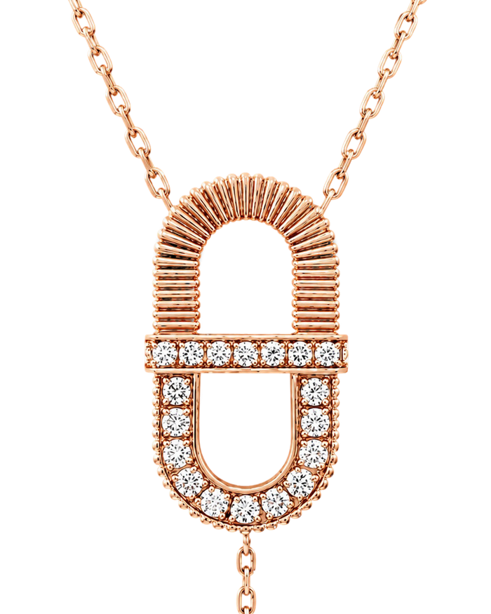 VITAMIN PINK LINE NECKLACE - RIBBON & DIAMONDS