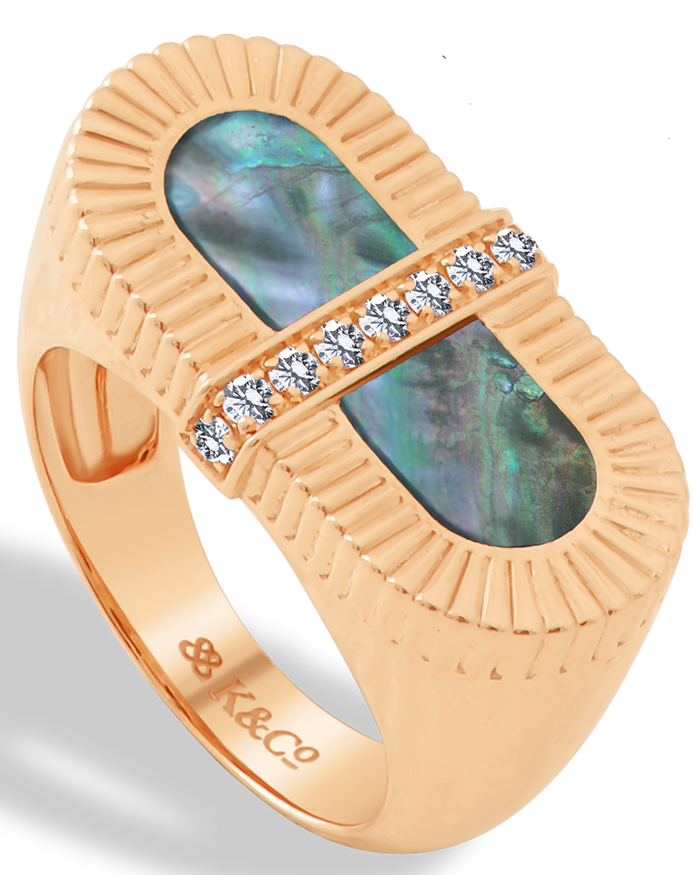 VITAMIN PINK COLOURS RING - GREY MOTHER-OF-PEARL