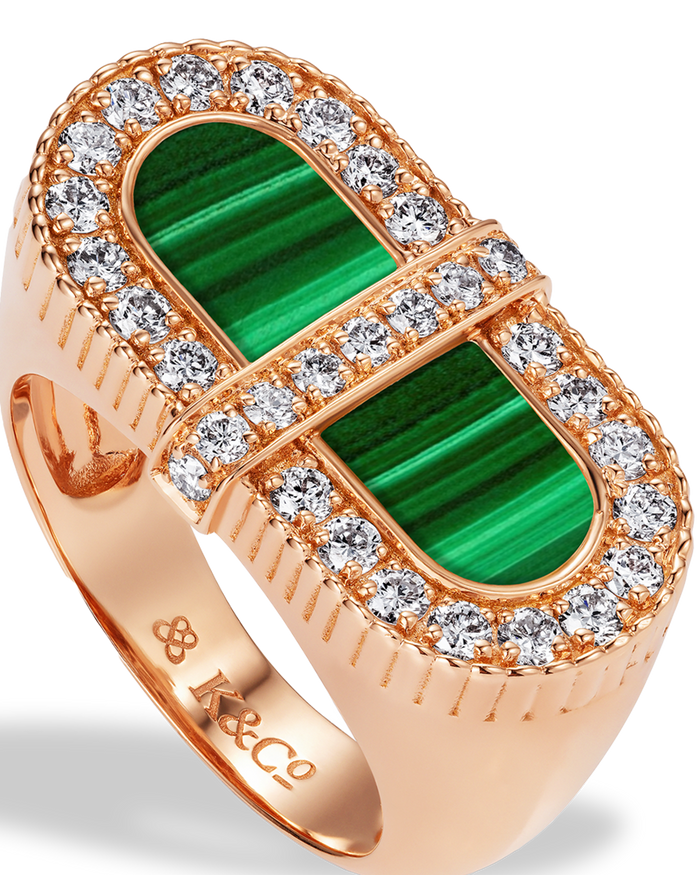 VITAMIN PINK COLOURS RING - MALACHITE