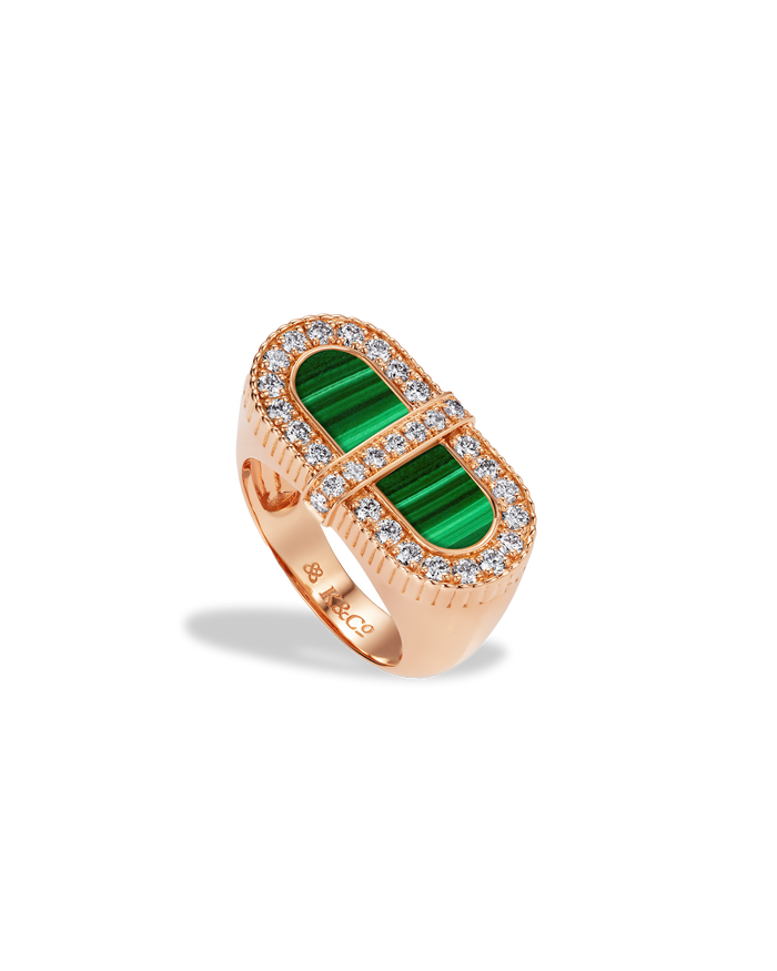 VITAMIN PINK COLOURS RING - MALACHITE