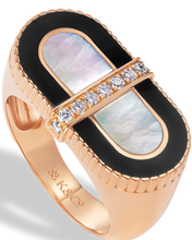 Load image into Gallery viewer, VITAMIN PINK COLOURS RING - ONYX &amp; MOTHER-OF-PEARL
