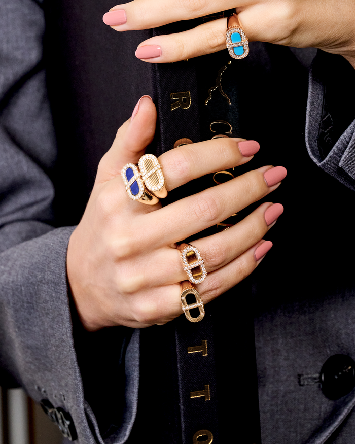 VITAMIN PINK COLOURS RING - TIGER'S EYE