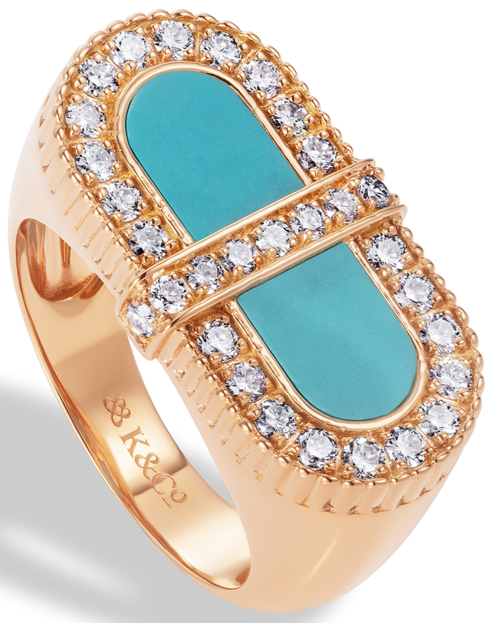 VITAMIN PINK COLOURS RING - TURQUOISE