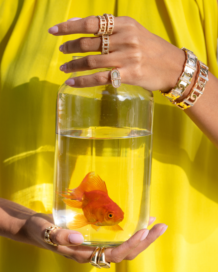 VITAMIN PINK COLOURS RING - WHITE MOTHER-OF-PEARL