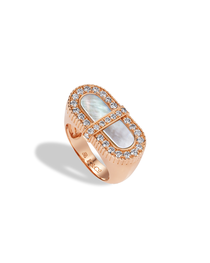 VITAMIN PINK COLOURS RING - WHITE MOTHER-OF-PEARL