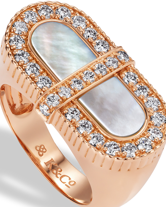 VITAMIN PINK RING - WHITE MOTHER-OF-PEARL