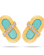 Load image into Gallery viewer, VITAMIN PINK ENERGY RIBBON STUDS - TURQUOISE
