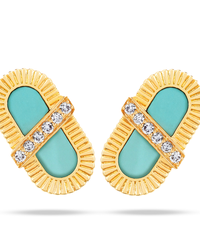 VITAMIN PINK ENERGY RIBBON STUDS - TURQUOISE