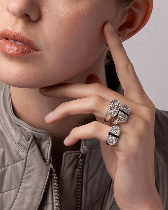 VITAMIN PINK COLOURS RING - PAVÉ & ONYX