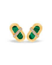 Load image into Gallery viewer, VITAMIN PINK ENERGY RIBBON STUDS - MALACHITE
