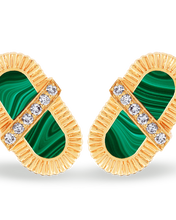 Load image into Gallery viewer, VITAMIN PINK ENERGY RIBBON STUDS - MALACHITE
