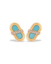 Load image into Gallery viewer, VITAMIN PINK ENERGY RIBBON STUDS - TURQUOISE
