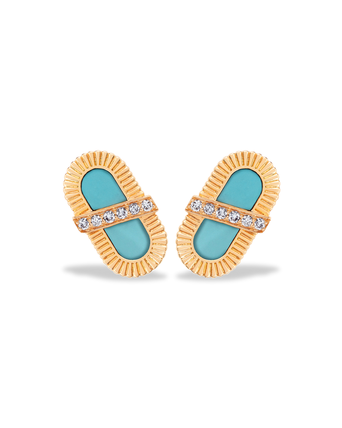 VITAMIN PINK ENERGY RIBBON STUDS - TURQUOISE