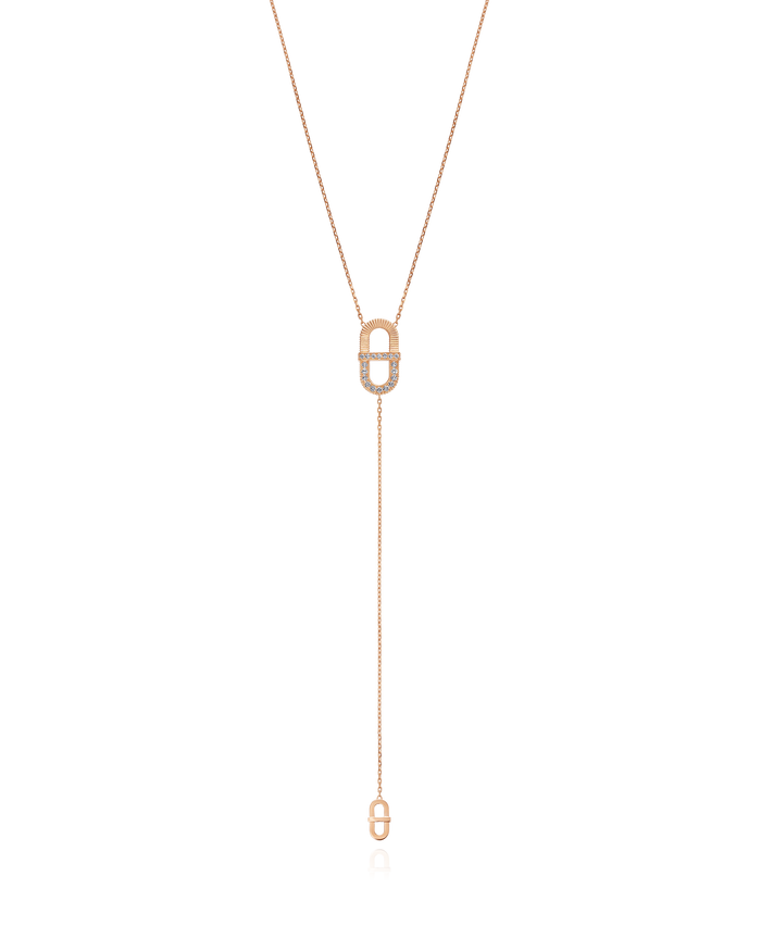 VITAMIN PINK LINE NECKLACE - RIBBON & DIAMONDS